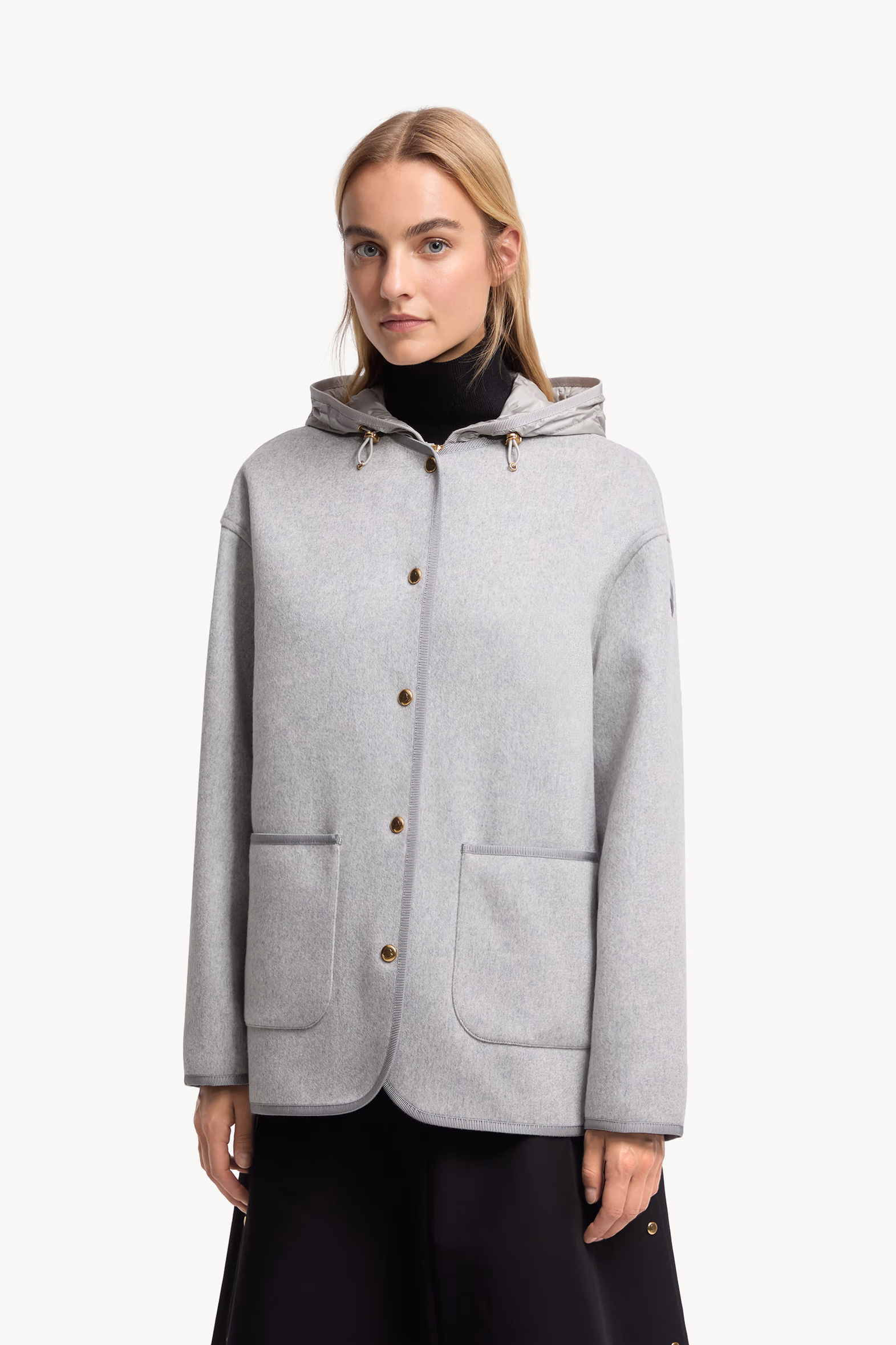 Reposse 3-in-1 Wool & Cashmere Short Down Jacket Women Grey Moncler 3